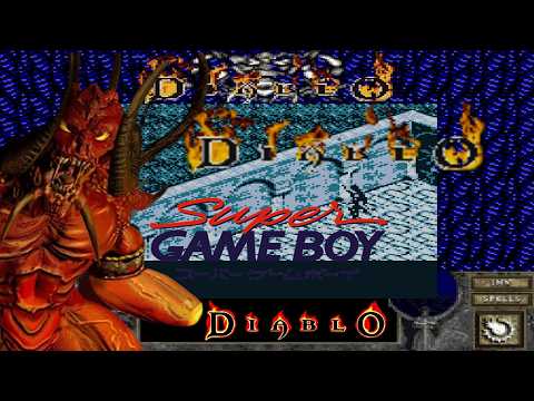 Diablo Game Boy Prototype running with Super Game Boy enhancement — custom border and colour palette visible