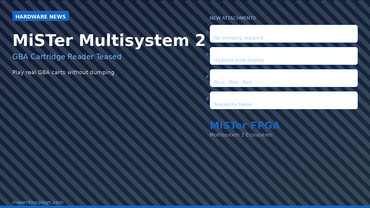 MiSTer Multisystem 2 Teases GBA Cartridge Reader Attachment — Play Real GBA Carts Without Dumping
