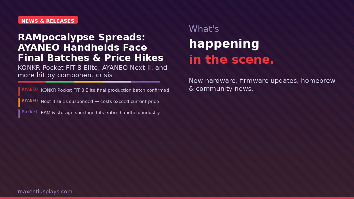 RAMpocalypse Spreads: AYANEO Confirms KONKR Pocket FIT 8 Elite Final Batch, Next II Suspended, and More