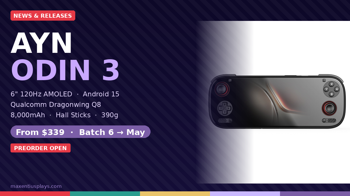 AYN Odin 3 Is Here: 120Hz OLED, Dragonwing Q8, and Android 15 Starting at $339