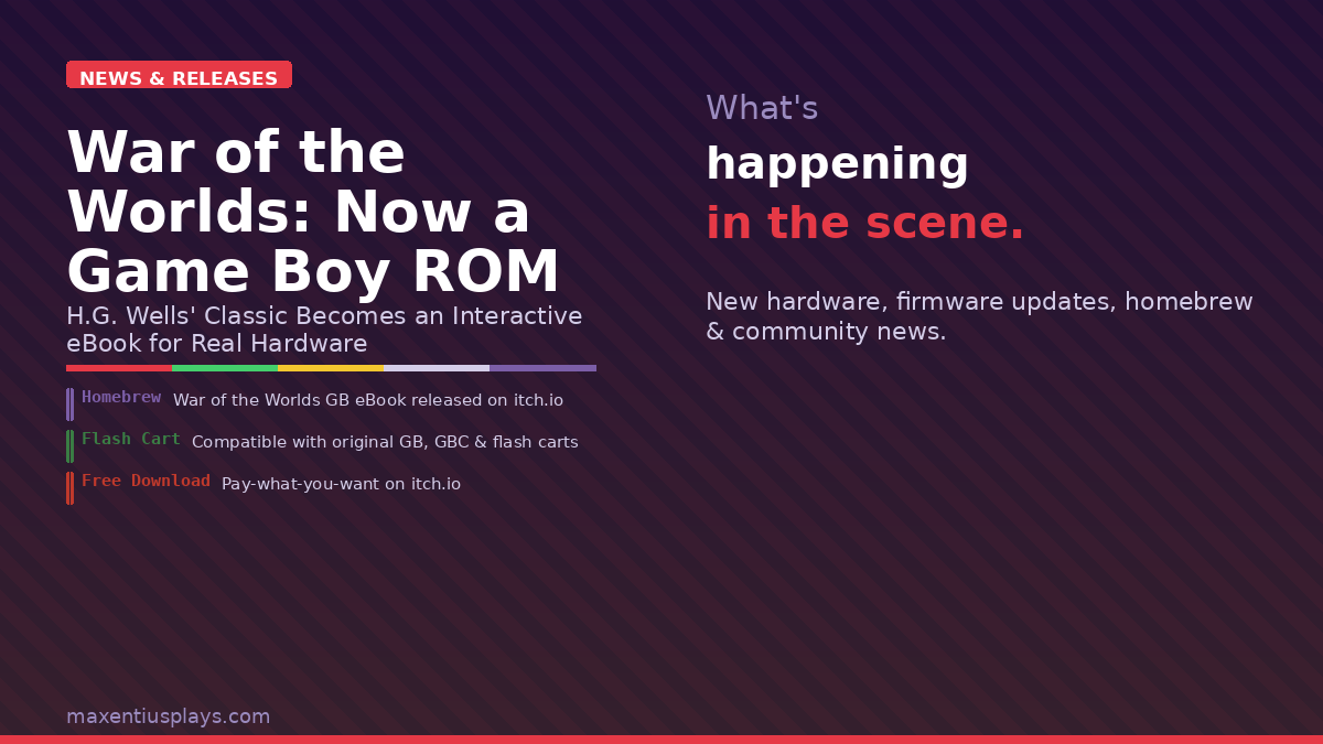 War of the Worlds: An E-Book for Game Boy Released on itch.io